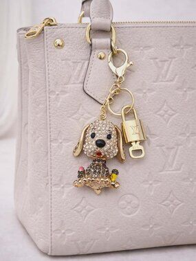 Authentic Louis Vuitton Gold Padlock 🔒 Key Set w/ Unbranded Puppy Bag Charm